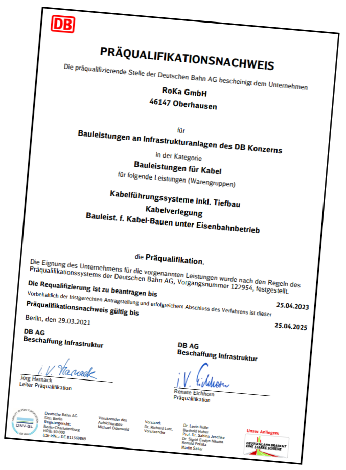 Präqualifikationsnachweis ROKA GmbH